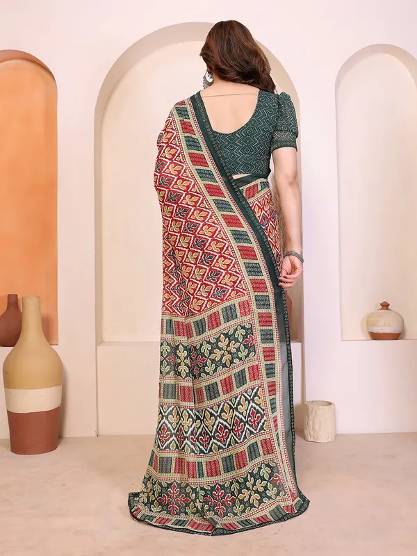 Printed_Lace_Border_Saree_With_UnStitched_Blouse_Piece_(RED)