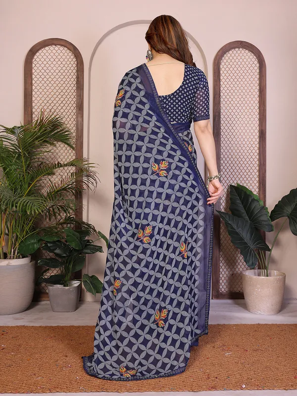 Printed_Lace_Border_Saree_With_UnStitched_Blouse_Piece_(BLUE)
