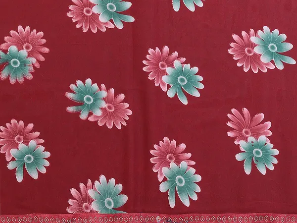Floral_Print_Lace_Border_Saree_With_UnStitched_Blouse_Piece_(MAROON)