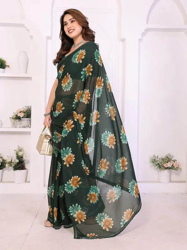 Floral_Print_Lace_Border_Saree_With_UnStitched_Blouse_Piece_(GREEN)