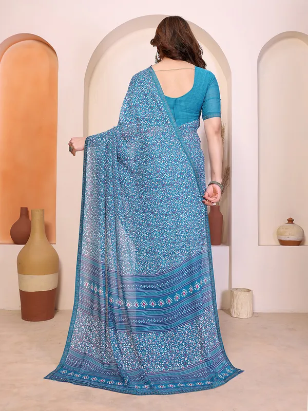 Printed_Lace_Border_Saree_With_UnStitched_Blouse_Piece_(BLUE)