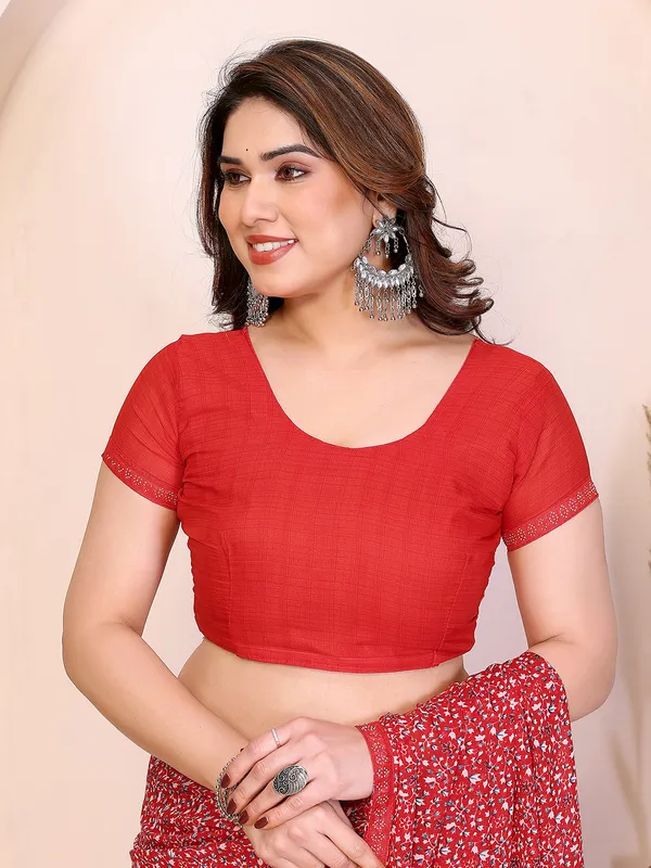 Printed_Lace_Border_Saree_With_UnStitched_Blouse_Piece_(RED)