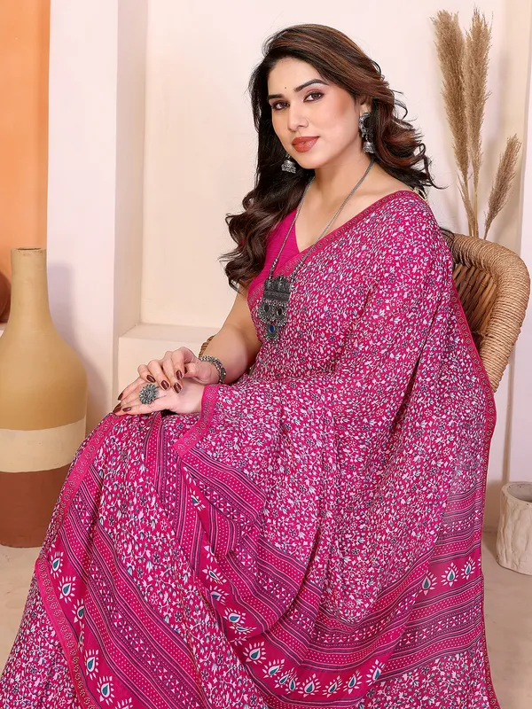 Printed_Lace_Border_Saree_With_UnStitched_Blouse_Piece_(PINK)