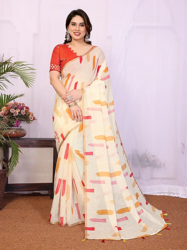Digital_Print_Cotton_Linen_Saree_With_Unstitched_Blouse_Piece_(WHITE)