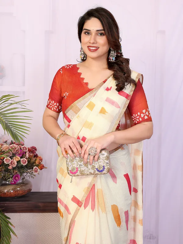 Digital_Print_Cotton_Linen_Saree_With_Unstitched_Blouse_Piece_(WHITE)