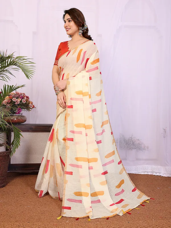 Digital_Print_Cotton_Linen_Saree_With_Unstitched_Blouse_Piece_(WHITE)