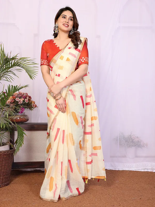 Digital_Print_Cotton_Linen_Saree_With_Unstitched_Blouse_Piece_(WHITE)