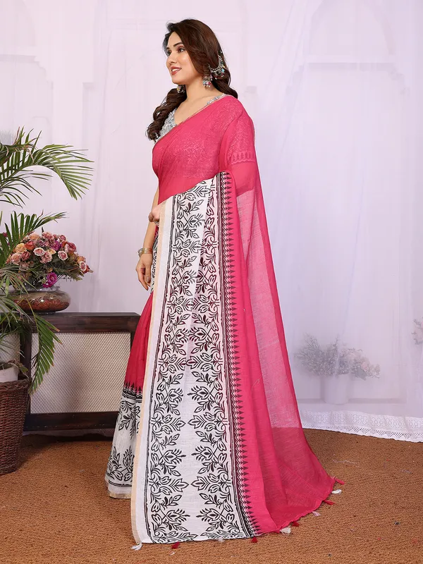 Digital_Print_Cotton_Linen_Saree_With_Unstitched_Blouse_Piece_(PINK)