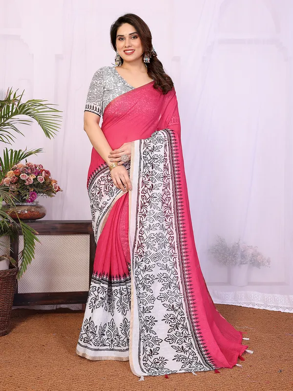 Digital_Print_Cotton_Linen_Saree_With_Unstitched_Blouse_Piece_(PINK)