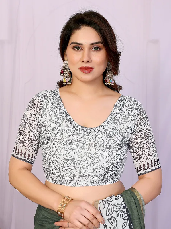 Digital_Print_Cotton_Linen_Saree_With_Unstitched_Blouse_Piece_(GREEN)