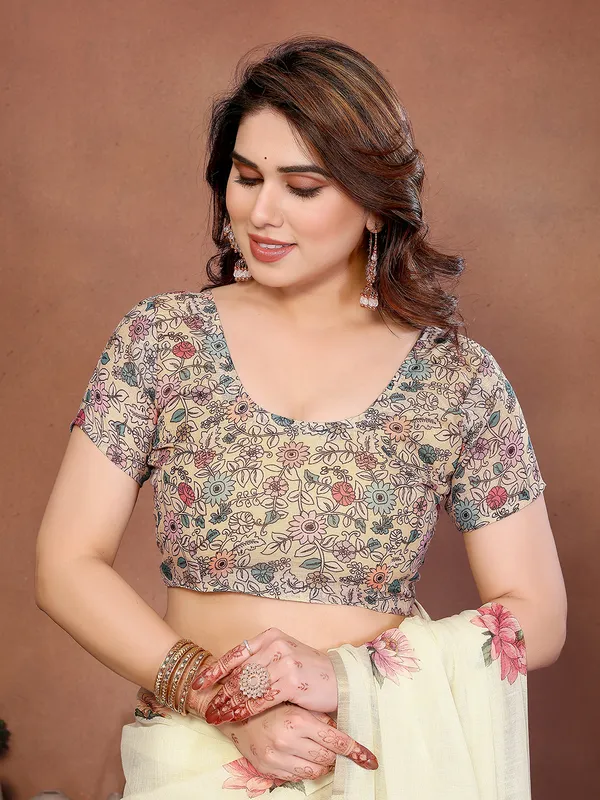 Digital_Print_Cotton_Linen_Saree_With_Unstitched_Blouse_Piece_(CREAM)