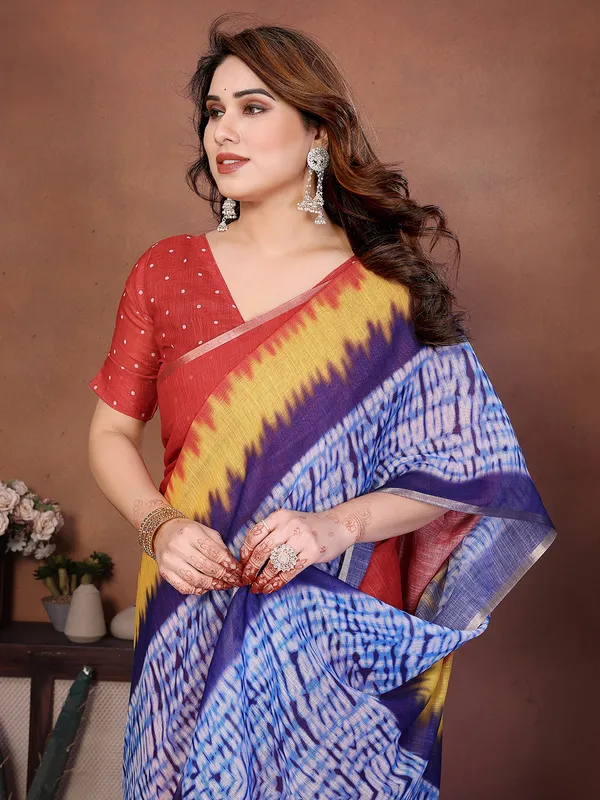 Digital_Print_Cotton_Linen_Saree_With_Unstitched_Blouse_Piece_(PURPLE)