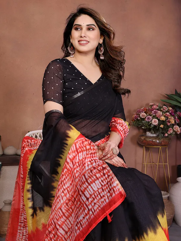 Digital_Print_Cotton_Linen_Saree_With_Unstitched_Blouse_Piece_(NEVY_BLUE)
