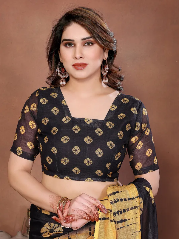 Digital_Print_Cotton_Linen_Saree_With_Unstitched_Blouse_Piece_(YELLOW-BLACK)