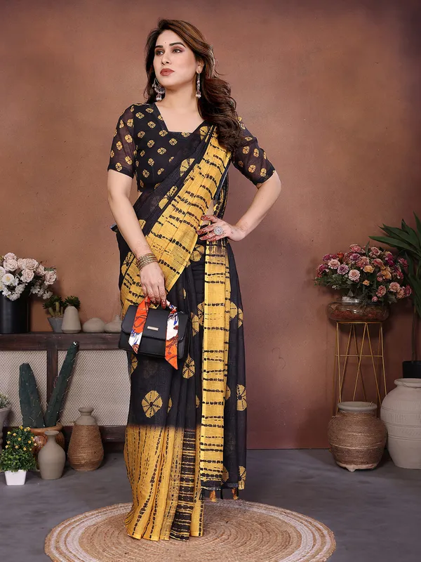 Digital_Print_Cotton_Linen_Saree_With_Unstitched_Blouse_Piece_(YELLOW-BLACK)