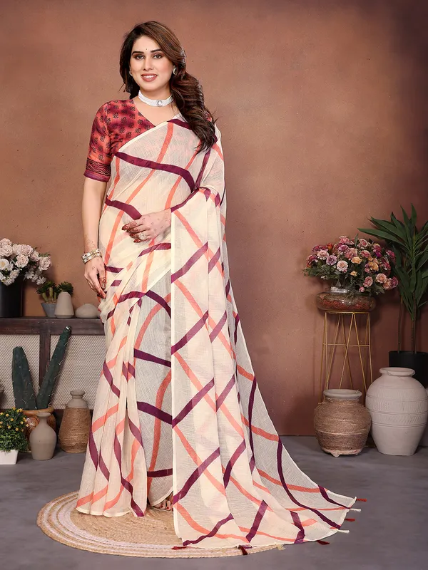 Digital_Print_Cotton_Linen_Saree_With_Unstitched_Blouse_Piece_(CREAM)