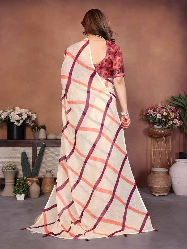 Digital_Print_Cotton_Linen_Saree_With_Unstitched_Blouse_Piece_(CREAM)