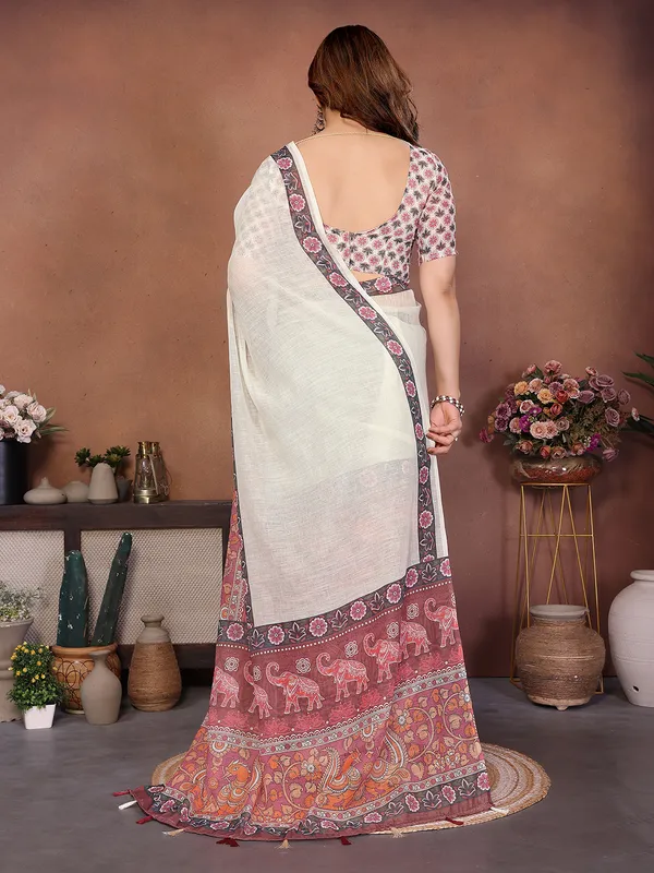 Digital_Print_Cotton_Linen_Saree_With_Unstitched_Blouse_Piece_(White)