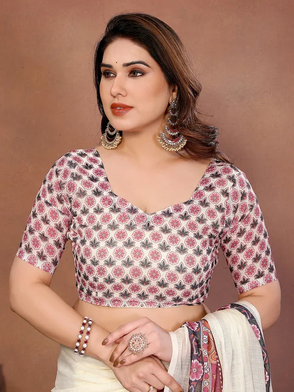 Digital_Print_Cotton_Linen_Saree_With_Unstitched_Blouse_Piece_(White)