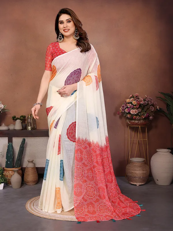 Digital_Print_Cotton_Linen_Saree_With_Unstitched_Blouse_Piece_(White)