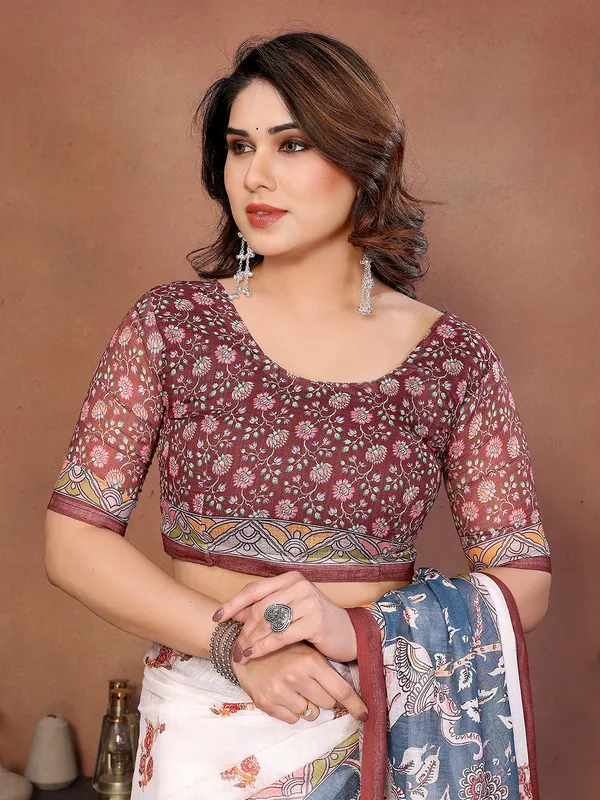 Digital_Print_Cotton_Linen_Saree_With_Unstitched_Blouse_Piece_(White)