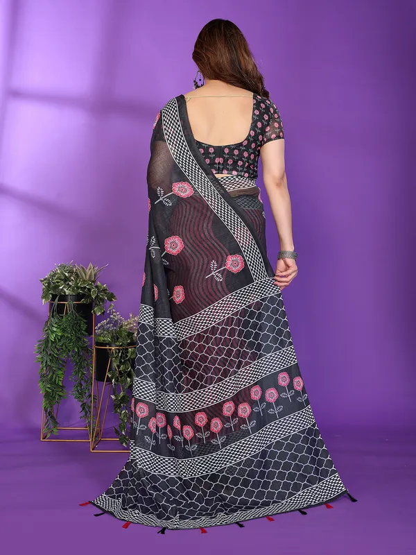 Digital_Print_Cotton_Linen_Saree_With_Unstitched_Blouse_Piece
