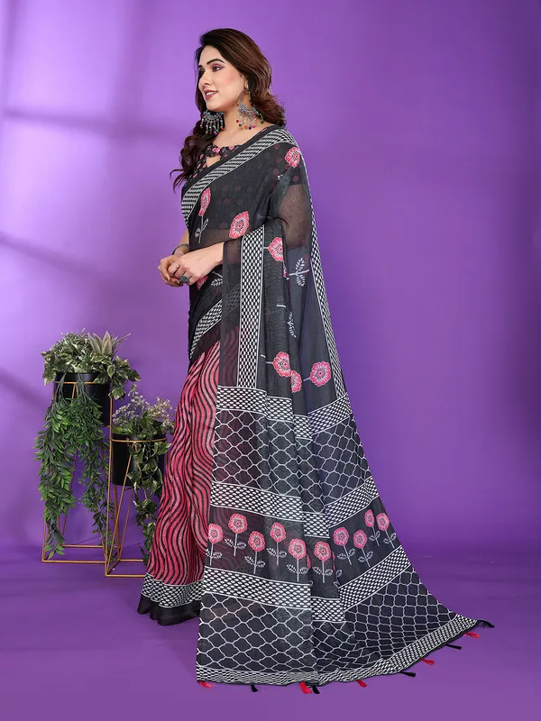 Digital_Print_Cotton_Linen_Saree_With_Unstitched_Blouse_Piece