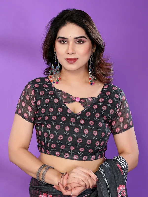 Digital_Print_Cotton_Linen_Saree_With_Unstitched_Blouse_Piece