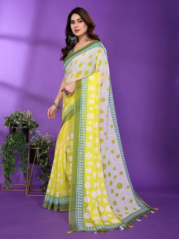 Digital_Print_Cotton_Linen_Saree_With_Unstitched_Blouse_Piece