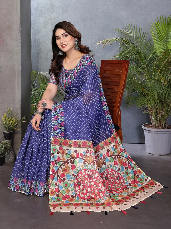 Digital_Print_Cotton_Linen_Saree_With_Unstitched_Blouse_Piece