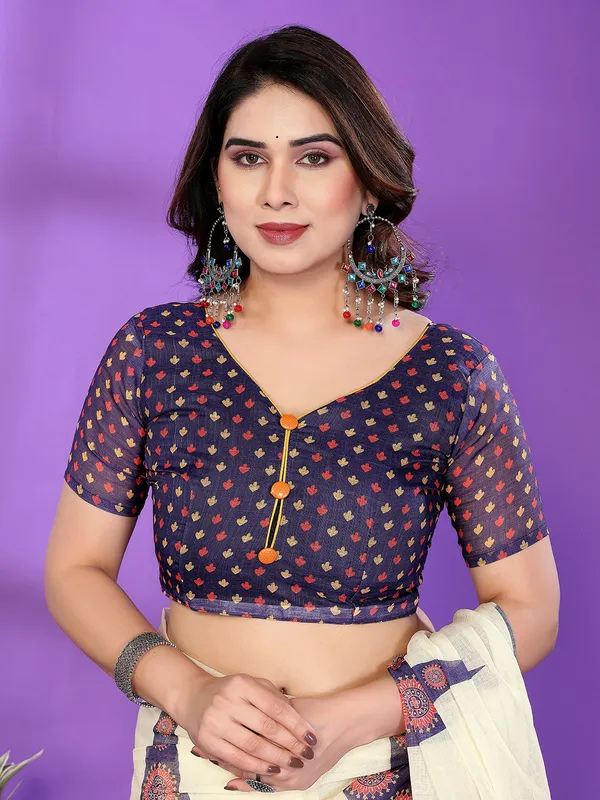 Digital_Print_Cotton_Linen_Saree_With_Unstitched_Blouse_Piece