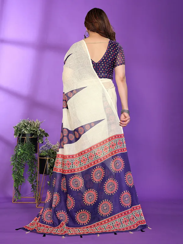 Digital_Print_Cotton_Linen_Saree_With_Unstitched_Blouse_Piece