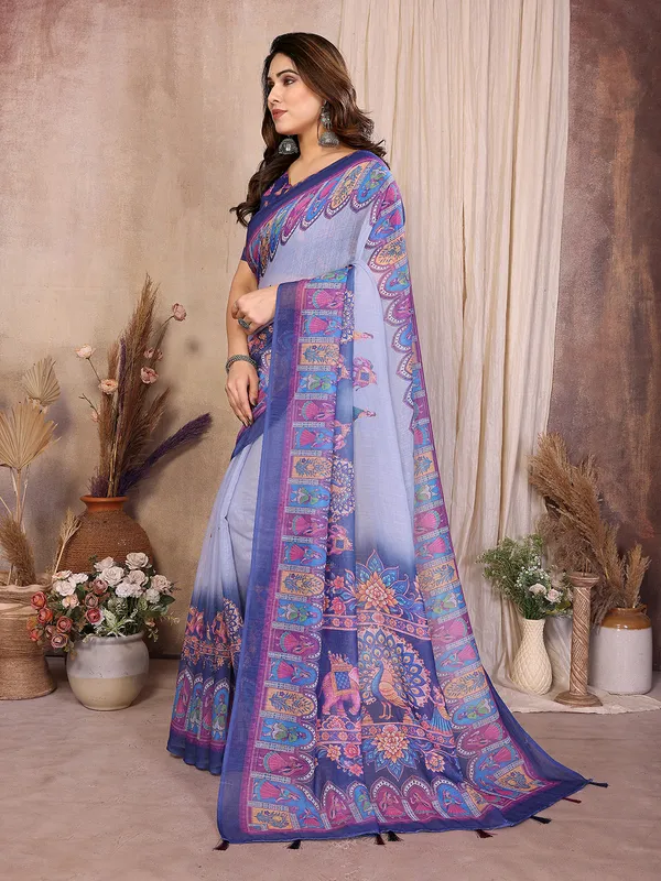 Digital_Print_Cotton_Linen_Saree_With_Unstitched_Blouse_Piece_(BLUE)