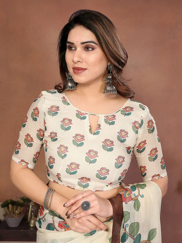Digital_Print_Cotton_Linen_Saree_With_Unstitched_Blouse_Piece_(CREAM)