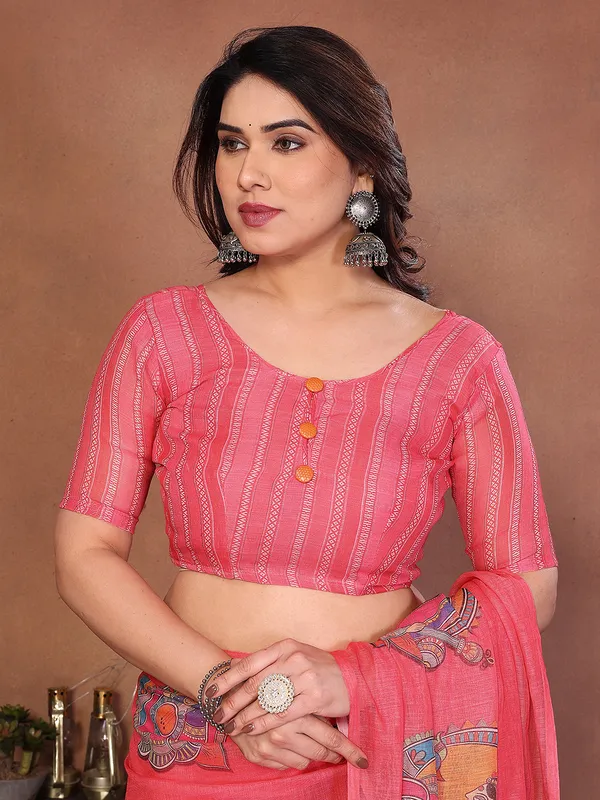 Digital_Print_Cotton_Linen_Saree_With_Unstitched_Blouse_Piece_(PINK)