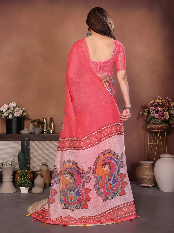 Digital_Print_Cotton_Linen_Saree_With_Unstitched_Blouse_Piece_(PINK)