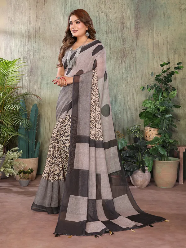 Digital_Print_Cotton_Linen_Saree_With_Unstitched_Blouse_Piece