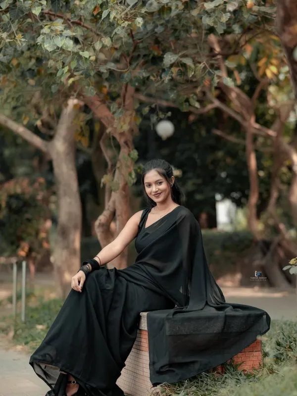 Elegant_Solid_Chiffon_Plain_Dyed_Saree_With_Unstitched_Blouse_Piece