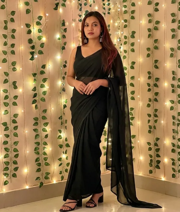 Elegant_Solid_Chiffon_Plain_Dyed_Saree_With_Unstitched_Blouse_Piece