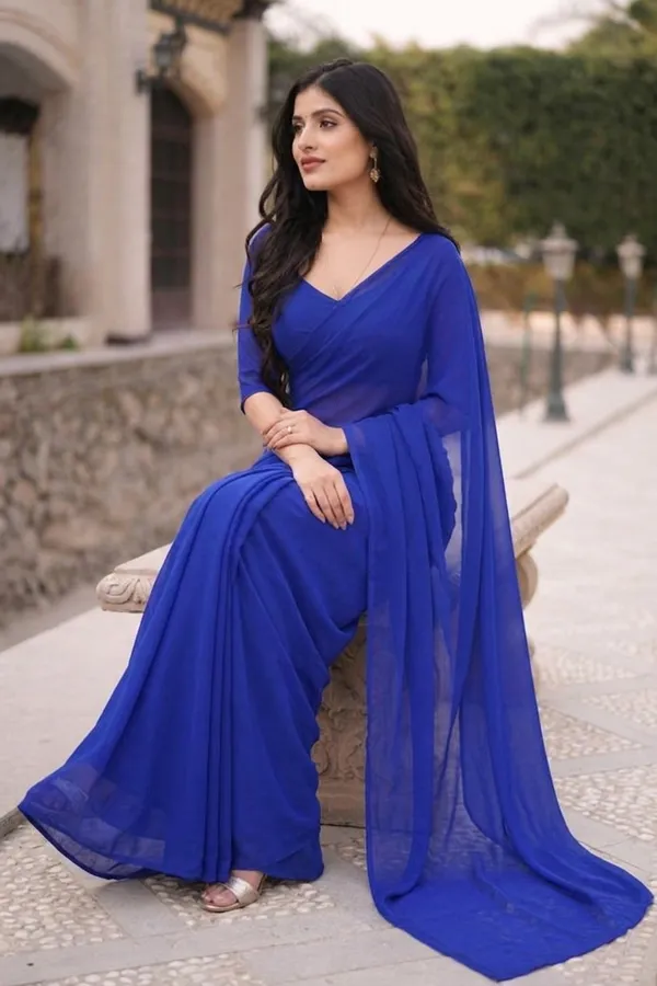 Plain_Dyed_Daily_Wear_Georgette_Saree_With_Unstitched_Blouse_Piece