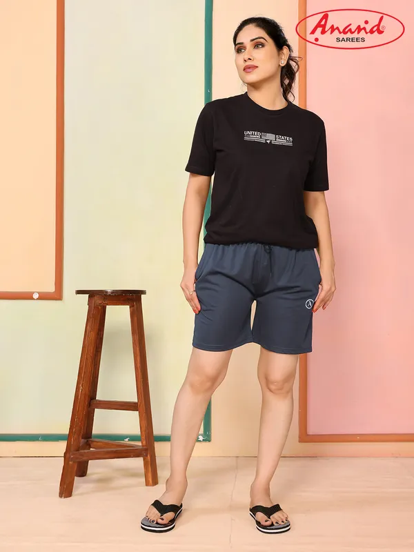 Women_Self_Design_Solid_Dark_Grey_Night_Shorts