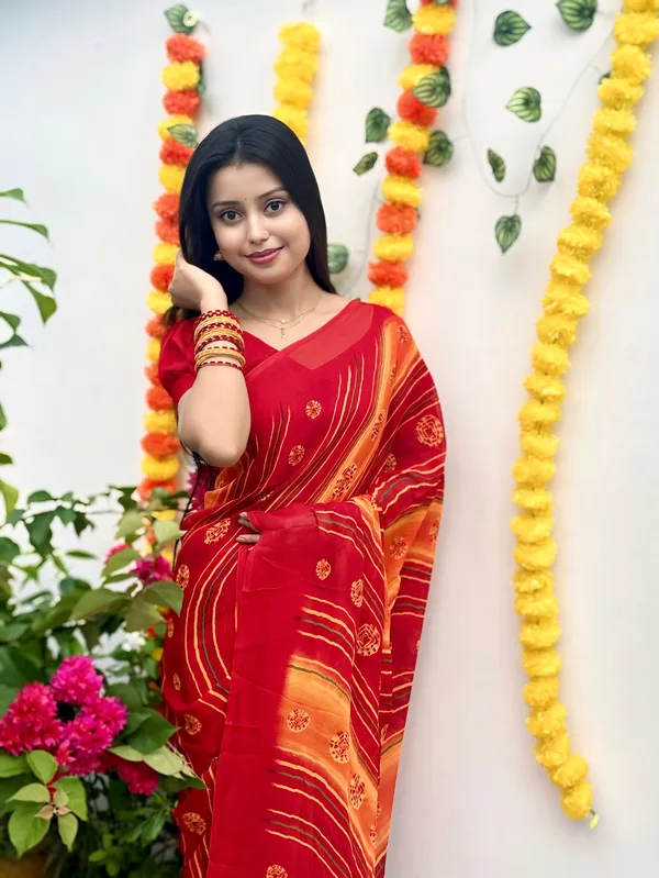 Stylish_Printed_Georgette_Saree_With_Unstitched_Blouse_Piece