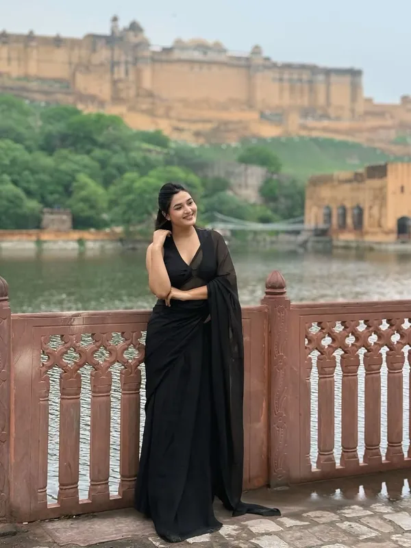 Elegant_Solid_Chiffon_Plain_Dyed_Saree_With_Unstitched_Blouse_Piece