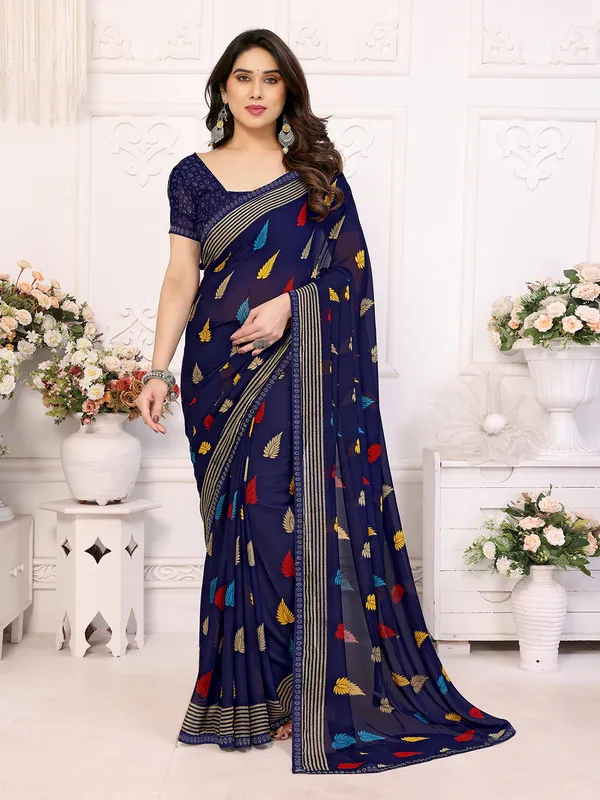 Printed_Lace_Border_Saree_With_UnStitched_Blouse_Piece