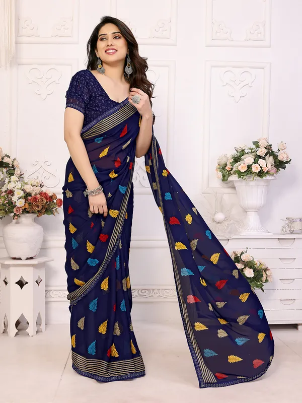 Printed_Lace_Border_Saree_With_UnStitched_Blouse_Piece