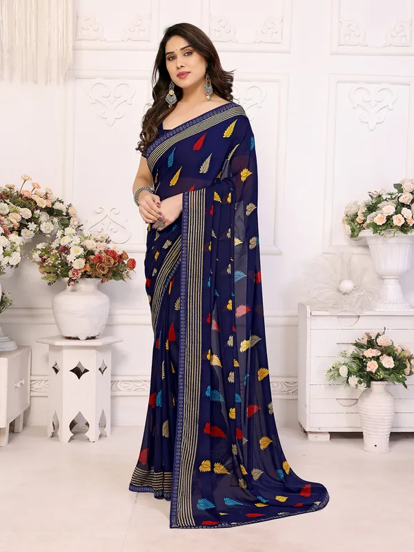 Printed_Lace_Border_Saree_With_UnStitched_Blouse_Piece