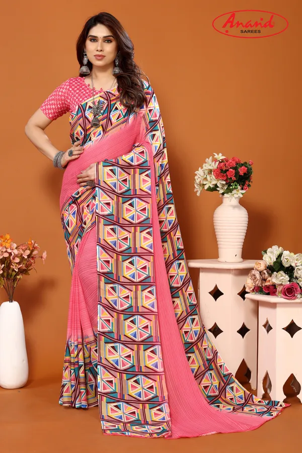 Printed,_Ombre,_Geometric_Print_Daily_Wear_Georgette_Saree__(Pink)