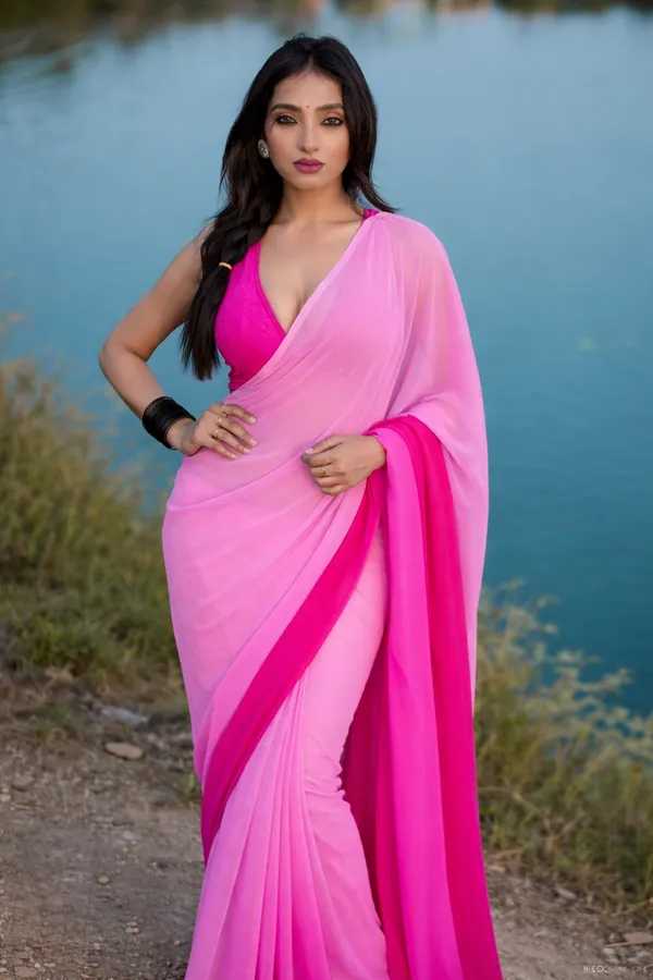 Dyed_Daily_Wear_Georgette_Saree_With_Unstitched_Blouse_Piece