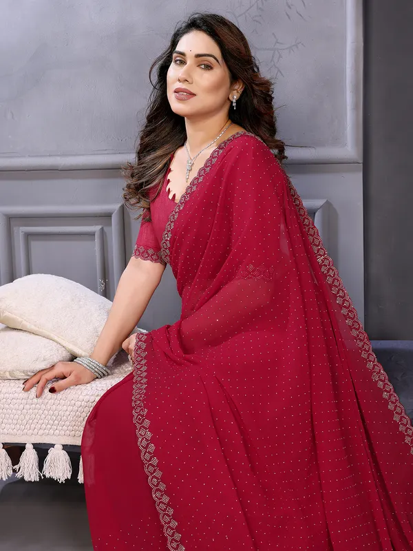 Embellished,_Self_Design_Bollywood_Georgette,_Chiffon_Saree__(Maroon)
