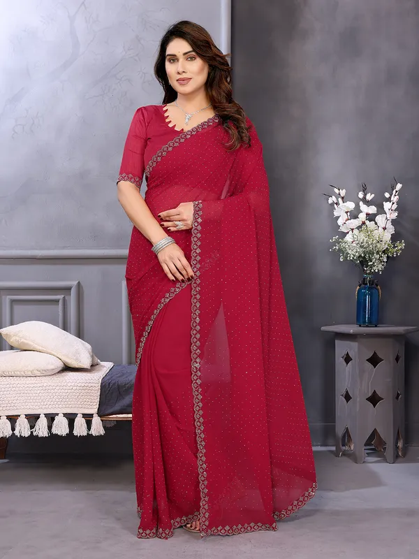 Embellished,_Self_Design_Bollywood_Georgette,_Chiffon_Saree__(Maroon)
